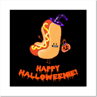 Happy Halloweenie Hot Dog Posters and Art